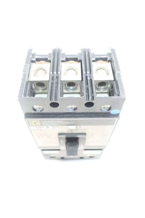 Pro Grade Heavy Duty Molded Case Circuit Breaker 3 Pole 100 Amp 600 Volt AC And 250 Volt DC top view with terminals visible.