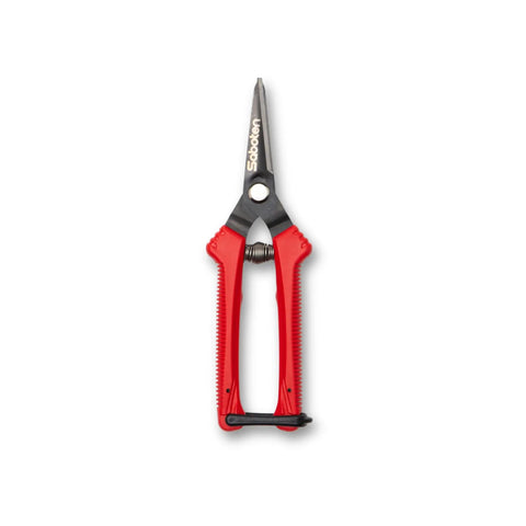 Ultra Lightweight Micro Tip Harvesting Snips For Herbs Flowers Veggies With 65g Weight, Spring Action And Safety Lock, HRC60 Steel Blades, Made In Japan Pruning Scissors with red handle