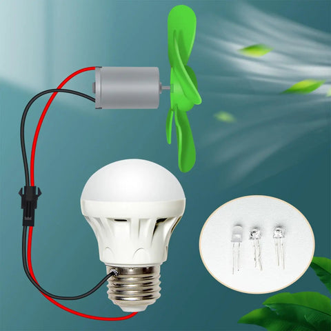 Hands-On DIY Wind Turbine Kit For Teens With Adjustable 12V 20V DC Output Four Blade Turbine, motor and LED bulb