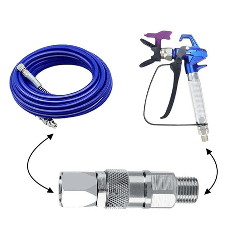 One Quarter Inch 360 Degree Spray Gun Swivel Joint Built Tough Stainless Steel For Airless Sprayers, 2-Pack, Corrosion Resistant 304 Stainless Steel Swivel Connector For Paint Sprayer Hose And High-Pressure Lines, 1/4-inch spray hose fitting