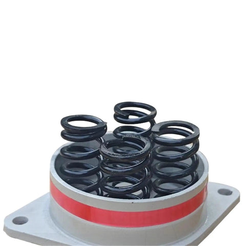 Top Shelf Heavy Duty Industrial Damping Spring Shock Absorber with stacked black springs on a base for noise reduction and vibration isolation.