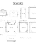 Dimension diagram featuring Heavy Duty 12 X 10 X 6 Inch Steel Electrical Enclosure Nema 4x IP66 waterproof junction box.