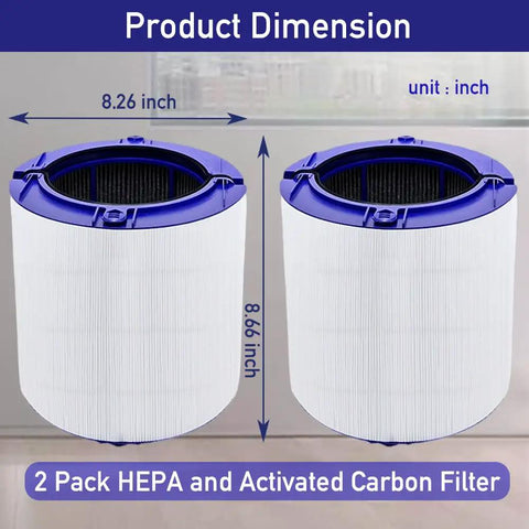 2 Pack Replacement Filters For Air Purifier TP06 HP06 PH01 PH02 TP07 HP07 TP09 HP09 With Cleaning Brush Kit, two HEPA filters