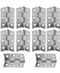 Rotating Concealed Hinges Set For Doors And Cabinets Stainless Steel 10 Pack Heavy Duty Door Fittings arranged on white background