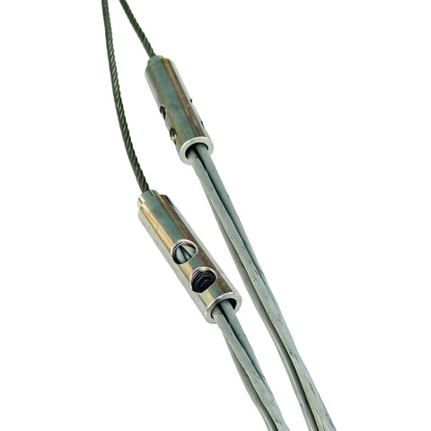 Heavy Duty Stainless Steel Wire Grip T-Type Puller For Electricians with stainless steel jaws and cables shown securely gripping.