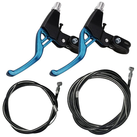 6 Piece Bicycle Brake Accessories Kit With 2 Aluminum Alloy Brake Levers 2.2 cm Diameter, 2 Brake Wires for Mountain, Road, and MTB Bikes Blue