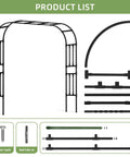 Go-To 6.9x7.9 Ft Square Tube Garden Arbor Trellis With Twisted Metal Design product components and assembly parts