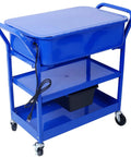 No-Nonsense Heavy Duty 20 Gallon Portable Parts Washer With Big Wheel Casters And Blazing 325 Gph Pump, Powder Coated Steel Shop Sink For Greasy Automotive Tools on a mobile cart.