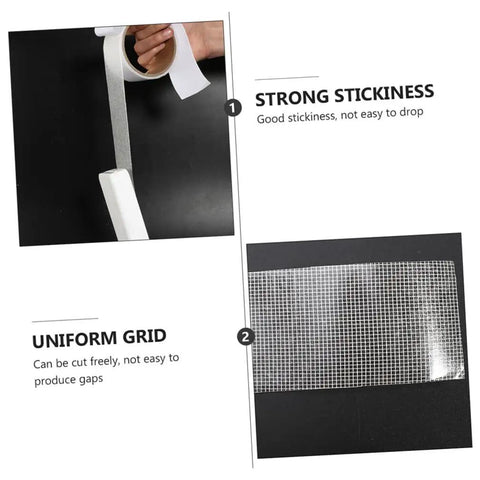 Self Adhesive Window Mesh Repair Tape roll showing strong stickiness and uniform grid design for DIY screen repairs.