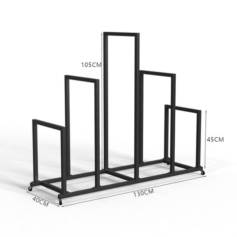 Badass Heavy Duty Metal Rolling Cart For Cardboard Box Sorting And Canvas Drying Stand Fast No Sweat Assembly For Home Office Warehouse Commercial Setup with measurements.