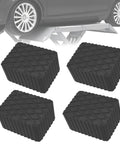 4 Pack Solid Rubber Auto Lift Pads For 3000 Lb Heavy Duty Jack Stands Anti Slip Lift Blocks for car lifts shown in use