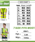 Size chart for No Sweat High Visibility Reflective Safety Vest With Custom Logo And Deep Pockets Super Snag Free Mesh Neon Blue Crew Wrap Rock Solid 4XL.