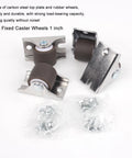 1 Inch Mini Fixed Caster Wheels Set Of 4 With Steel Top Plate Low Profile Silent TPE Rubber Caster Wheels For Furniture