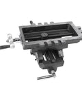 4 Inch Cross Slide Drill Press Vise XY Two Way Milling Vice Heavy Duty Cast Steel Mount shown from above with precision clamping mechanism.
