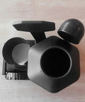 3D Printed Coffee Utensil Station Holder That Keeps Your Kitchen Counter Clean With A Slick Drip Catcher Tray top view of black coffee gear organizer with built-in drops catcher