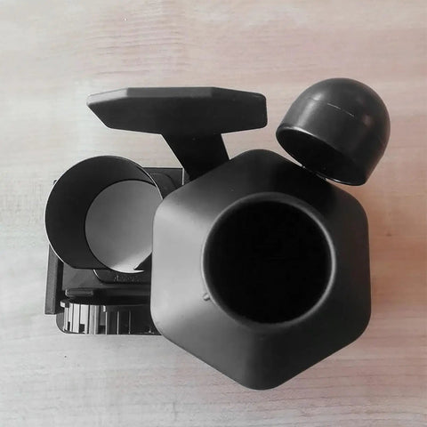 3D Printed Coffee Utensil Station Holder That Keeps Your Kitchen Counter Clean With A Slick Drip Catcher Tray top view of black coffee gear organizer with built-in drops catcher
