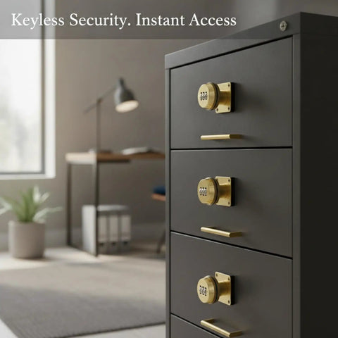 Three Digit Mechanical Cam Lock For Drawers And Cabinets 1 Pack Gold Zinc Alloy Security Lock on filing cabinet