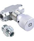 HOLDWELL 3/8 in hydraulic flow control valve with knurled adjustment knob and threaded adapters (two pieces)