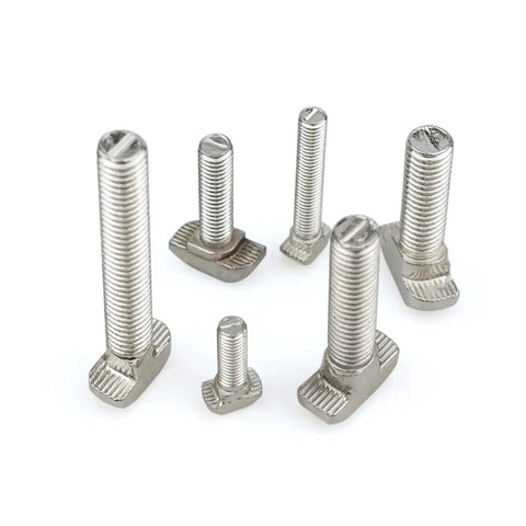 Nickel Plated Steel Hammer Head T Bolts M5 To M10 for 20 30 40 45 aluminum profile connectors, multiple sizes