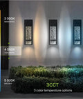 Bubble Glass Outdoor LED Wall Light 13 Inch Dusk to Dawn Sconce with 3CCT color temperature options on display