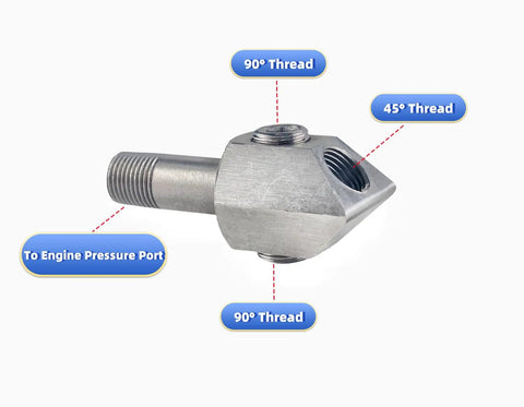 Stainless Steel Oil Pressure Sensor Thread Adapter For Chevy Gm Small Block 305 And 350 Engines With 1/8-27 Npt Male Thread And Two Female Ports Plus Plugs