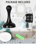 Heavy Duty Magnetic Door Stop Set, 2 Pack, Stainless Steel Black Finish, No Drill Adhesive Door Stops For Wall Or Floor Mount, Strong Tape, Keeps Doors Open, Protects Walls From Slams, package includes 2 stops, adhesive pads, screws.