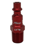 ColorFit M-Style Red 1/4 Inch NPT Coupler And Plug Kit 3-Piece Set For Worksite-Ready Industrial Air Lines Scratch-Resistant Steel