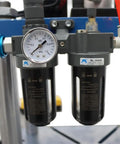 Tough As Nails Pneumatic Punch Press Machine With Crisp Digital Display Controller showing pressure gauge and filters for air supply