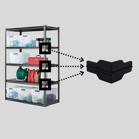 Twelve Pack Heavy Duty Corner Braces For Garage Shelving Systems Solid Black Steel Rack Connectors No Sweat Install Compatible With Whalen Style Storage Frames Legit Tough And Built To Take A Beating