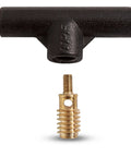 Black Powder Quick-T Ramrod Handle For Fast Loading And On-Rod Storage, plastic T-handle and brass attachment detail