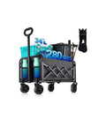 Heavy Duty Collapsible Wagon Cart With Wheels 280 Lb Capacity All Terrain Utility Wagon filled with items, showcasing size and use.