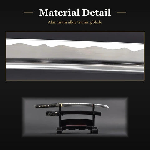 Close-up of Wakizashi Iaito Unsharpened Aluminum Alloy Iaido Practice Sword With 21 Inch Blade showing material details