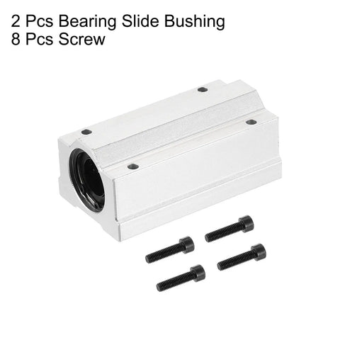 Smooth Ride SCS16LUU Linear Motion Ball Bearing Slide Bushing Set For 16mm Round Shaft with screws, 84mm long aluminum block.