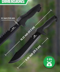 16 Inch Heavy Duty Machete With Saw And Sheath For Camping, Hunting, And Jungle Clearing, showing blade dimensions and weight