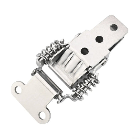 Close-up of Beefy Stainless Steel Double Spring Draw Latch for toolboxes and cabinets with rust-resistant compression clip.