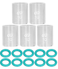 Tig Welding Glass Cup Kit, 5-Piece Set With 10 O-Rings, clear glass cups and green O-rings, compatible with WP argon arc torches.