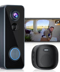 Wireless Doorbell Camera With 180 Degree Full Body View No Subscription Required 2K HD Live View Two Way Talk Battery Powered