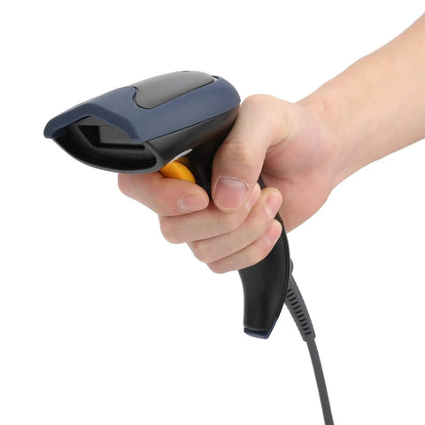 Hand holding Wired 2D Barcode Scanner USB Plug And Play For POS System, Computer, And Data Entry, 1D And QR Code Reader