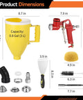 Top Shelf Pneumatic Texture Sprayer Hopper Gun With 0.8 Gallon Hopper Tank And Three Rugged Swappable Nozzles mounted on yellow hopper and red sprayer components.