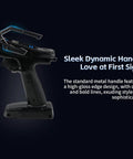 Close-up of 2.4GHz 11CH RC Transmitter With Dual Antennas And 3.5 Inch IPS Screen showing sleek ergonomic handle design