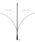 Dual Band VHF UHF Ham Radio Antenna For BaoFeng Wouxun Walkie Talkies Flexible 39cm Whip SMA Female Omni Directional 3dBi Gain Fits UV-5R UV-82 BF-F8HP BF-F8 UV-888S And More, shown flexing in two directions