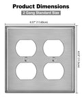 5 Pack 2 Gang Duplex Stainless Steel Wall Plate With Protective Film For Easy Removal, Standard Size, Built To Last