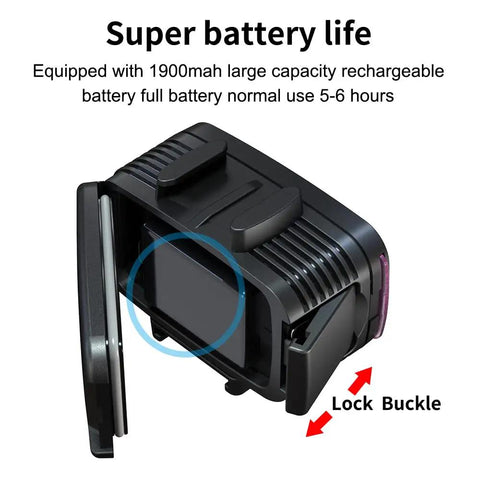 Close-up of Underwater Dive Light 700LM For Action Cameras, No-Nonsense 4 Modes SL-100 LED Fill Light, with lock buckle detail.