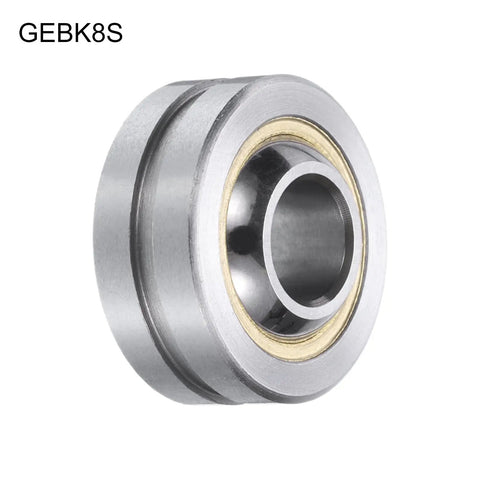 GEBK8S Spherical Plain Bearing 8mm X 22mm X 12mm Pre Lubricated Carbon Steel in detail view with bronze cage.