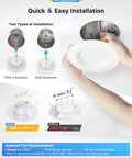 Installation guide for Five To Six Inch LED Recessed Can Lights 12 Pack With Heavy Duty Metal Baffle Trim Dimmable Damp Rated 12W