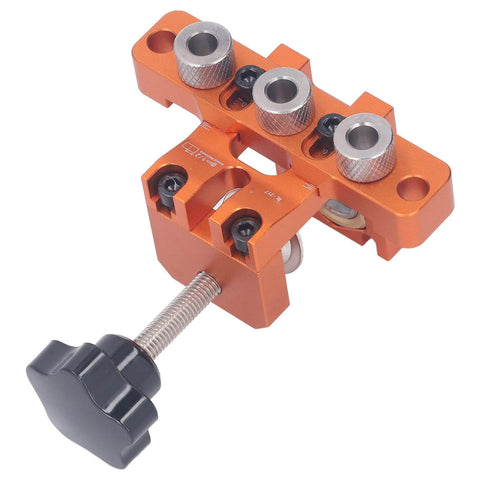 Three In One Doweling Jig Kit With Aluminum Construction Pro Grade Precision Drilling Guide And Positioning, front view.