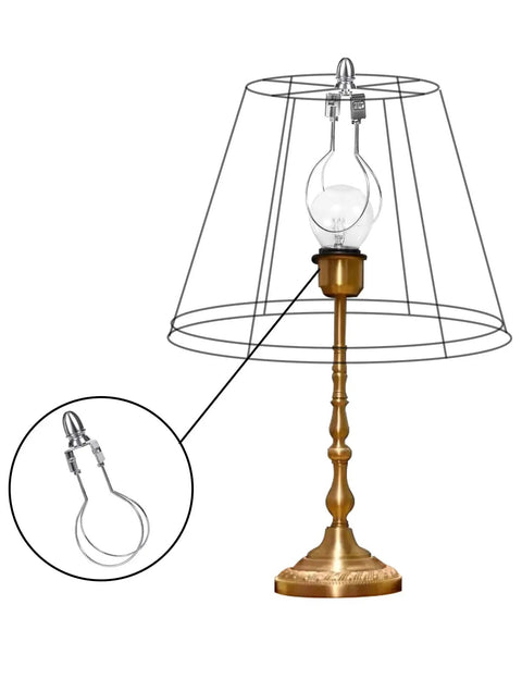 Clip On Lampshade Adapter Kit With Harp Holder And Finial Support, Easy No Harp Needed For Direct Shade Mount, Nickel Finish