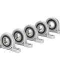 Solid Heavy Duty Zinc Alloy Pillow Block Bearings 20mm ID Ball Housing 5 Pcs Industrial Use Smooth Rotation Load Bearing Anti Rust Sealing Dust Protection Long Service Life Workshops Jobs Getting Legit Zero Hassles, 5-piece set