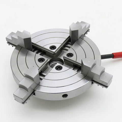 Bad Boy Heavy Duty Six Inch Four Jaw Self Centering Wood Lathe Chuck Crafted From Premium Steel showing its precision grip and design.