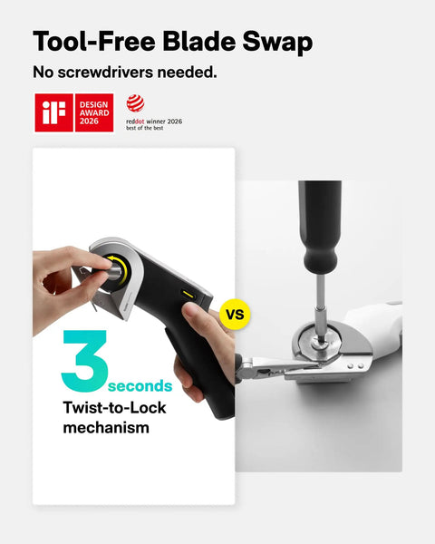 EdgeFlow Cordless Electric Scissors For Cardboard Fabric Carpet And Leather DIY Projects With Tool Free Blade Swap